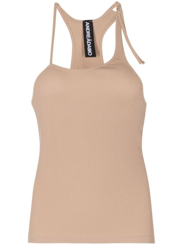 ANDREĀDAMO asymmetric ribbed jersey tank top - Neutrals Cover