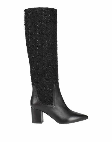 Mychalom Woman Boot Black Leather, Textile fibers Cover