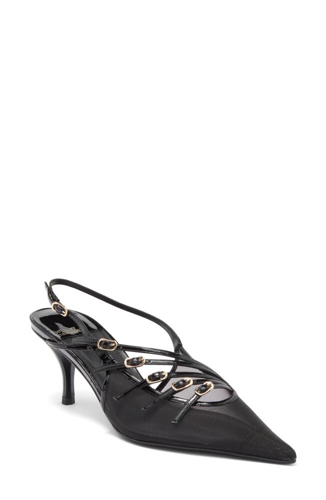 Jeffrey Campbell Lash Mesh Slingback Pump in Black Patent Mesh Cover