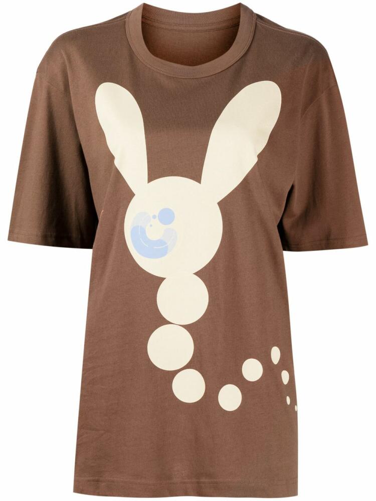 JNBY bunny-print loose-fit T-shirt - Brown Cover