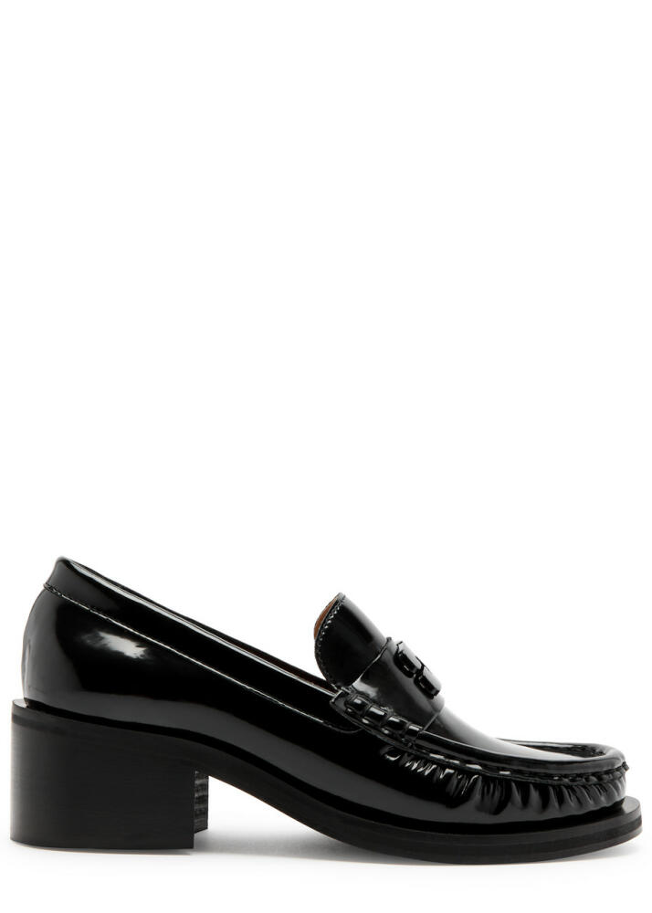 Ganni 50 Glossed Faux Leather Loafers - Black Cover