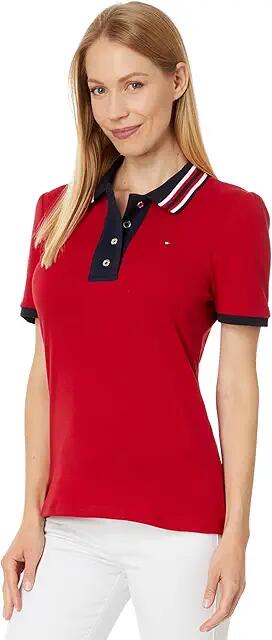 Tommy Hilfiger Puff Sleeve Interlock Polo (Chili Pepper) Women's Clothing Cover