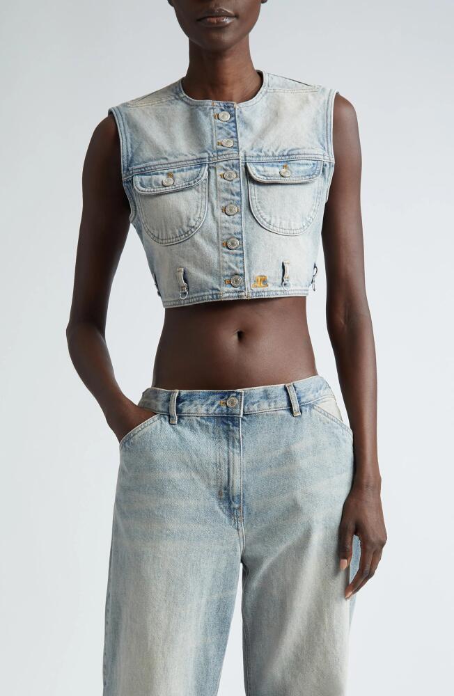 Courrèges Multiflex Crop Denim Vest in Light Blue Wash Cover