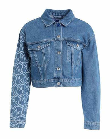 Karl Lagerfeld Jeans Klj Monogram Boxy Denim Jacket Woman Denim outerwear Blue Organic cotton Cover