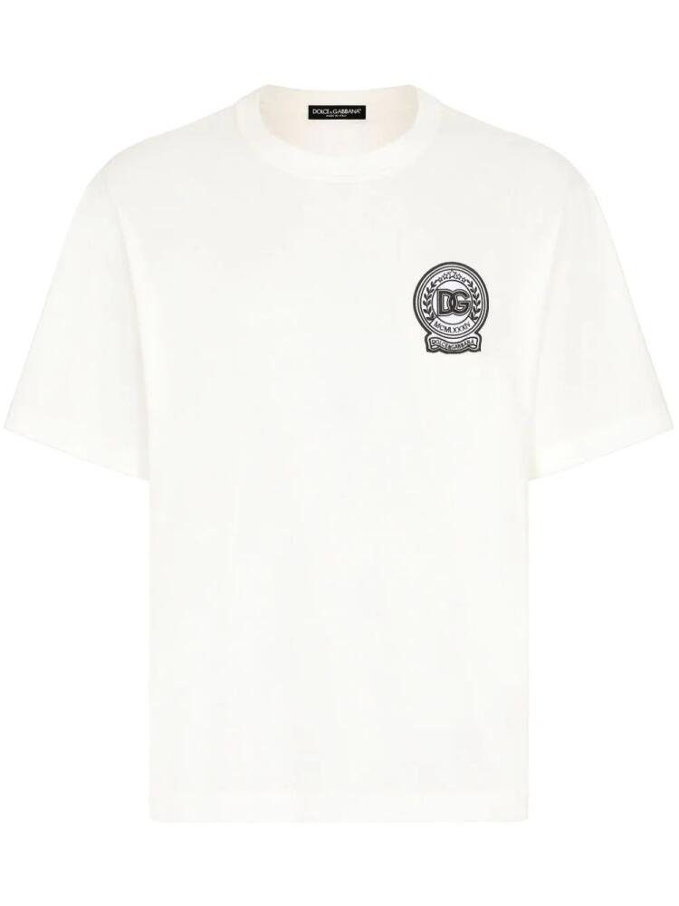 Dolce & Gabbana DG logo-embroidered cotton T-shirt - White Cover