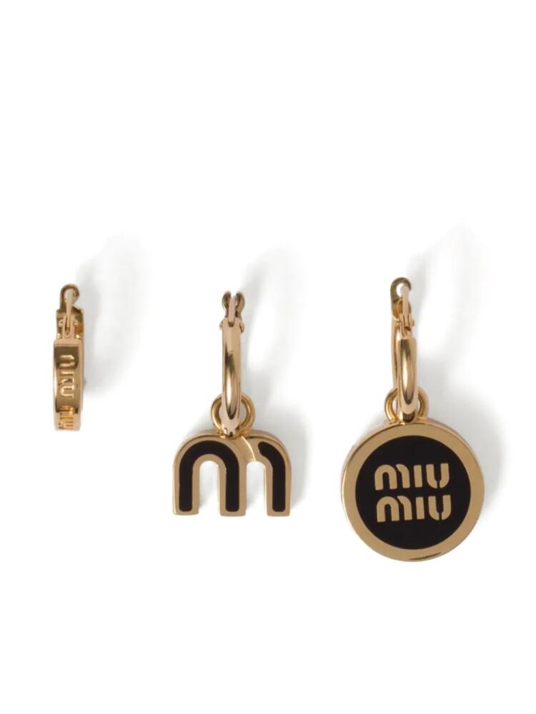 Miu Miu enamel hoop earrings (set of three) - Black Cover