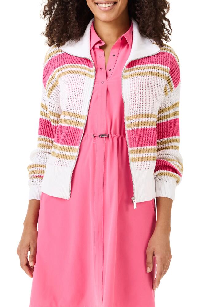 NZ ACTIVE by NIC+ZOE Mixed Stripe Zip Cardigan in Pink Multi Cover