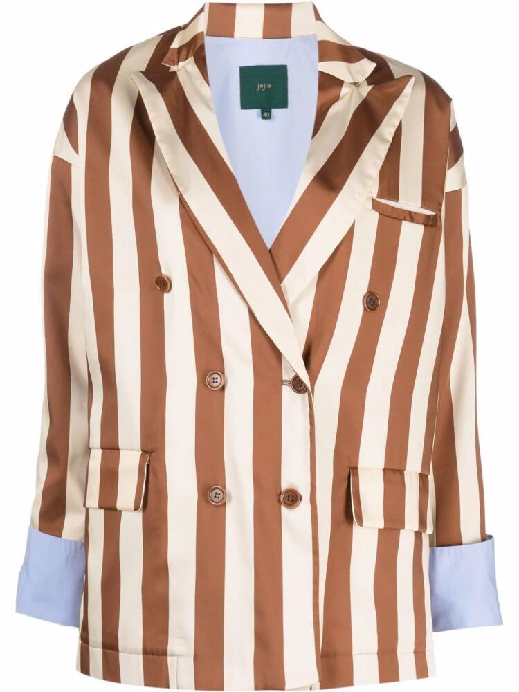 Jejia stripe-print double-breasted blazer - Brown Cover