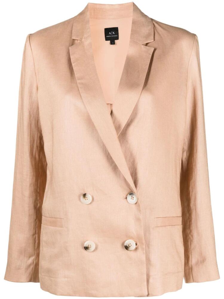 Armani Exchange double-breasted linen blazer - Neutrals Cover