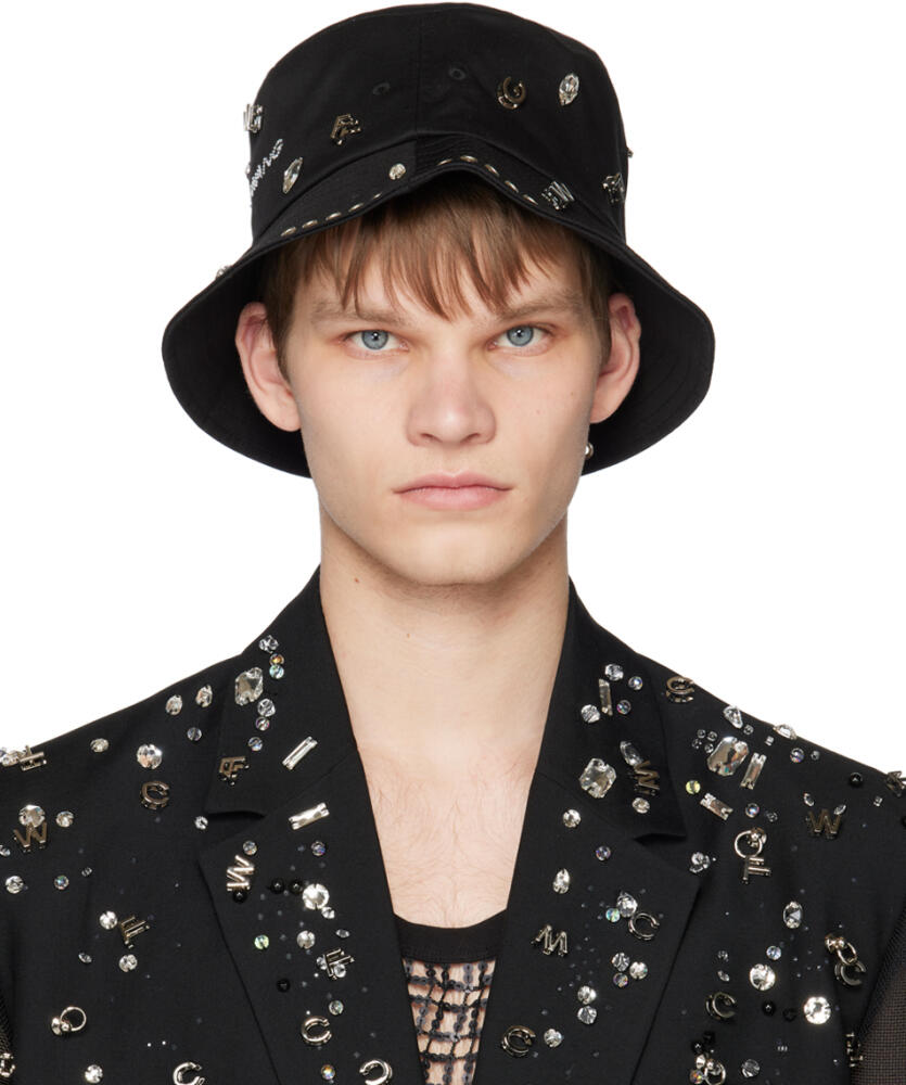 Feng Chen Wang Black Decorated Bucket Hat Cover