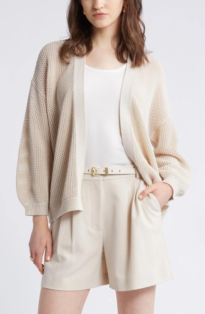 Nordstrom Open Stitch Open Front Cotton Cardigan in Beige Beach Cover