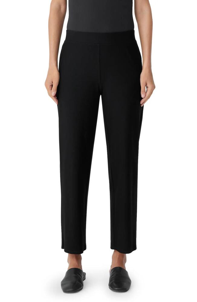 Eileen Fisher Stretch Crepe Ankle Crop Straight Leg Pants in Black Cover