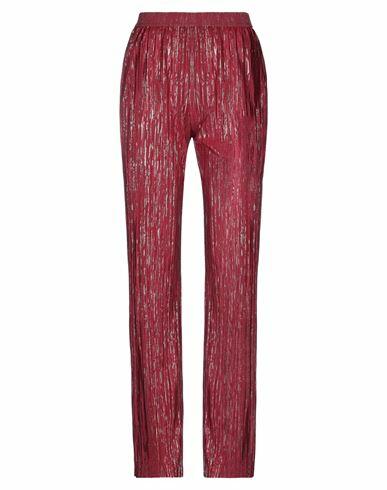 Brand Unique Woman Pants Burgundy Polyester, Elastane Cover