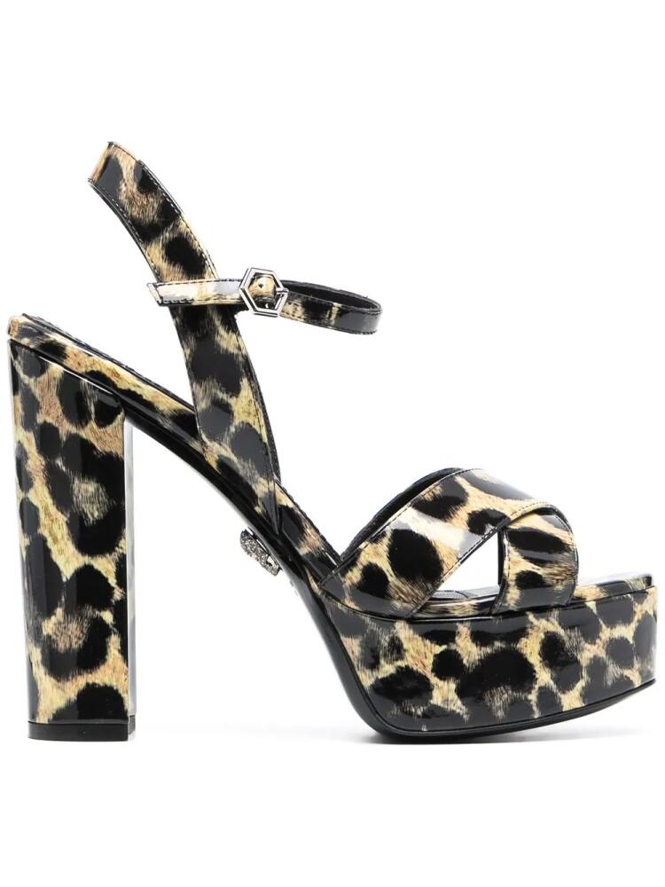 Philipp Plein patent platform leopard print sandals - Neutrals Cover