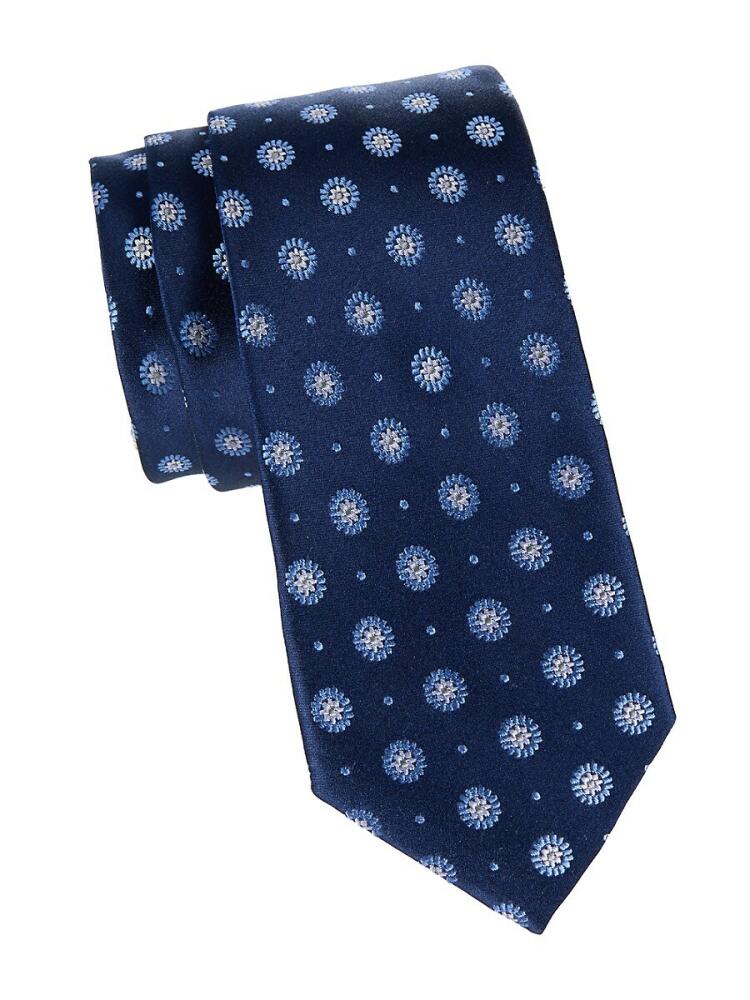 Saks Fifth Avenue Men's Floral Silk Tie - Navy Blue Cover