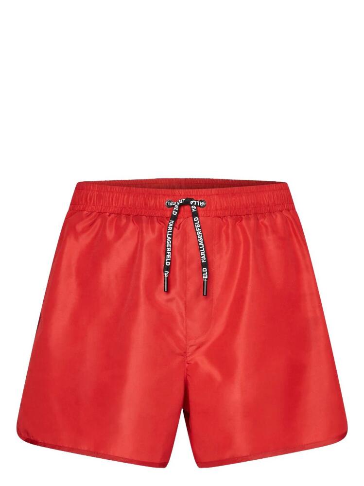 Karl Lagerfeld logo-tape drawstring boardshorts - Red Cover