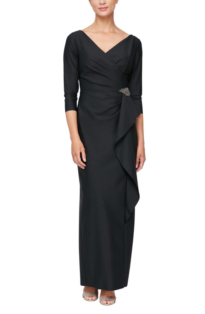 Alex Evenings Ruched Column Gown in Black Cover