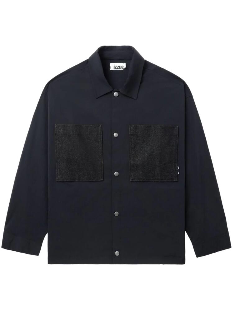 izzue patch-pocket press-stud shirt - Black Cover