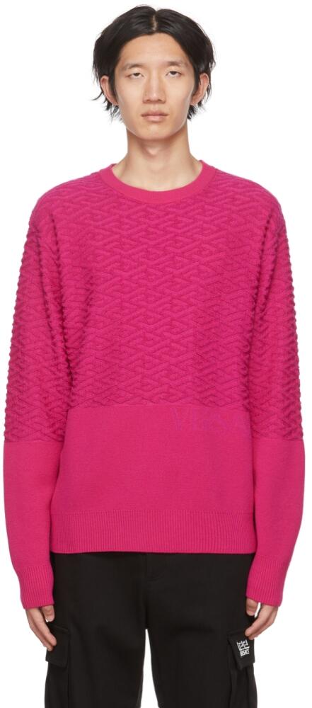 Versace Pink La Greca Sweater Cover