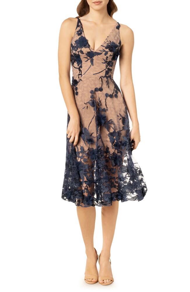 Dress the Population Audrey Embroidered Fit & Flare Dress in Navy Cover