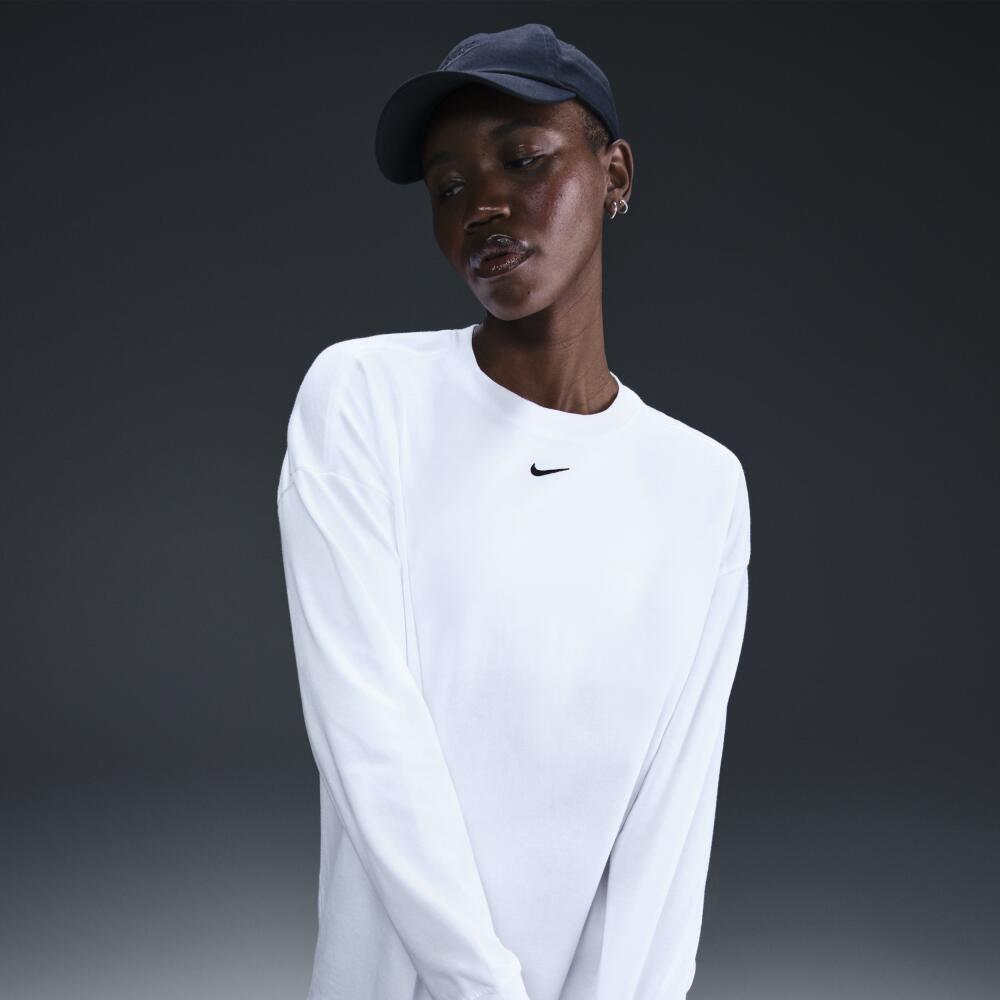 Women's Nike Sportswear Essential Oversized Long-Sleeve T-Shirt in White Cover