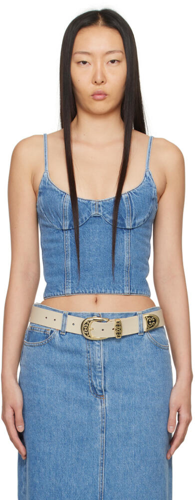 Magda Butrym Blue Paneled Denim Tank Top Cover