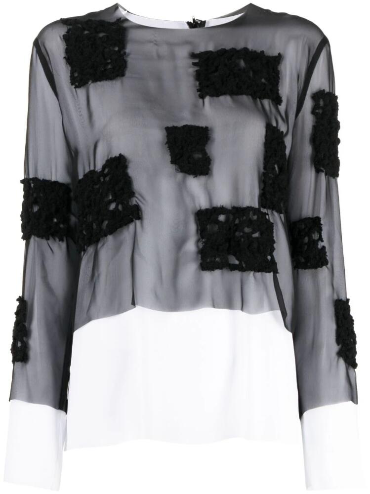 Comme Des Garçons crochet-knit sheer blouse - Black Cover