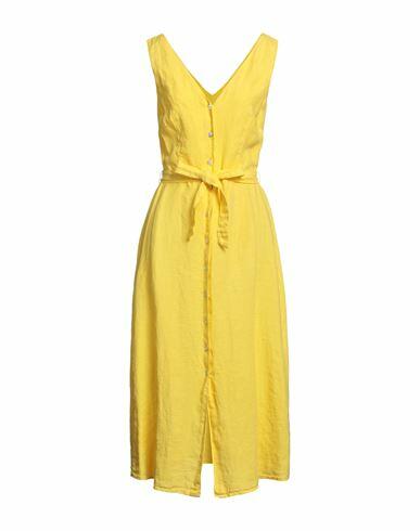 120% Lino Woman Midi dress Yellow Linen Cover