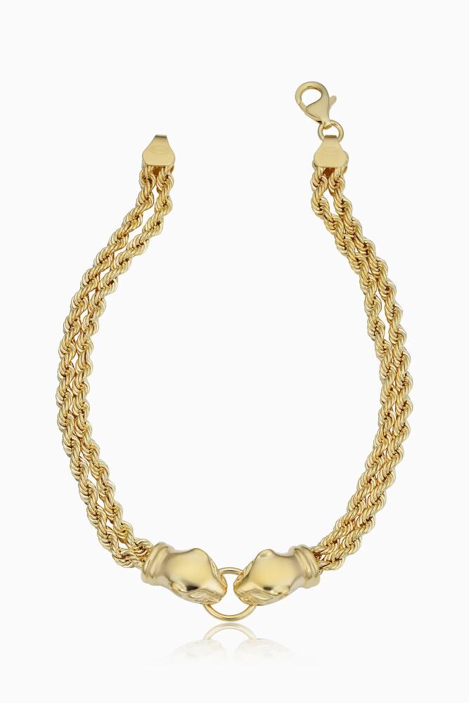 Oradina 14K Gold Rock Panther Head Bracelet in Yellow Gold Cover