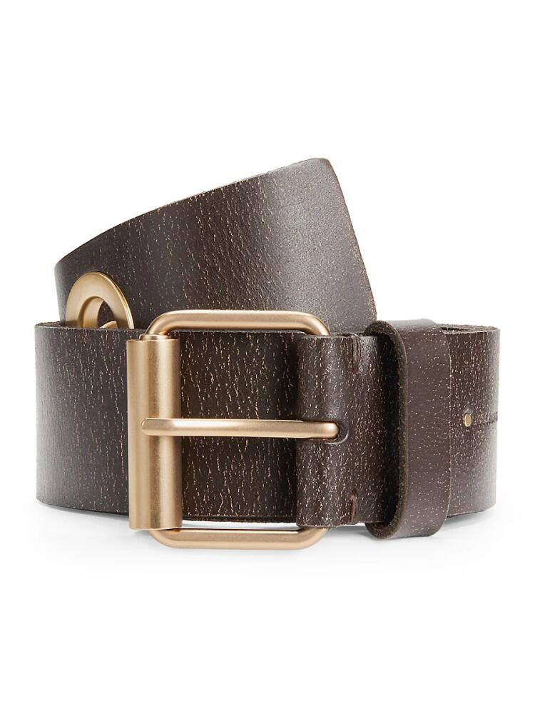 AllSaints Women's Textured Leather Belt - Brown Warm Cover