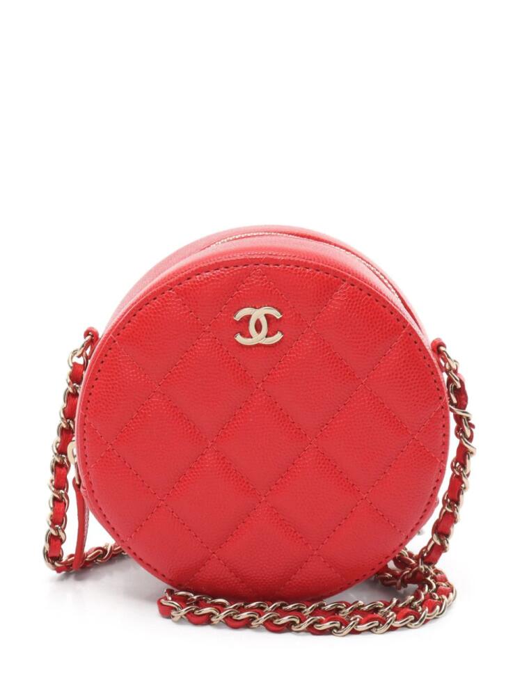 CHANEL Pre-Owned 2019 mini CC plaque round crossbody bag - Red Cover