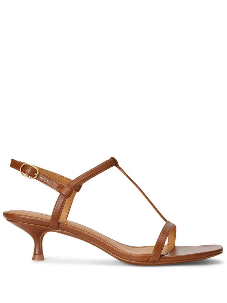 Polo Ralph Lauren 40mm kitten-heel leather sandals - Brown Cover