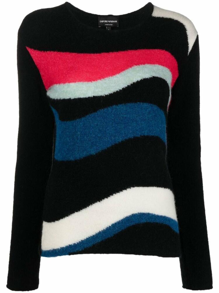 Emporio Armani abstract-pattern knit jumper - Black Cover