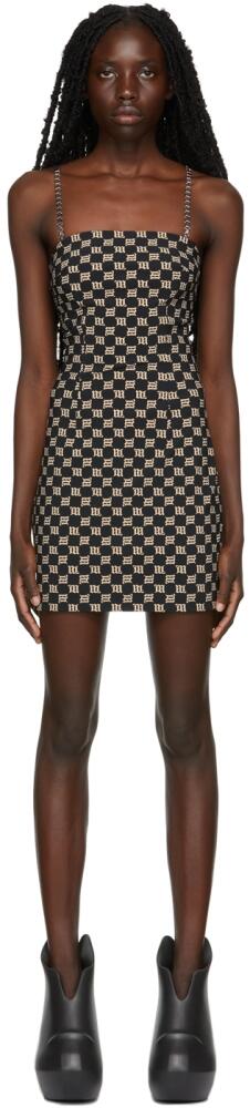 MISBHV Black & Beige Monogram Spaghetti Mini Dress Cover