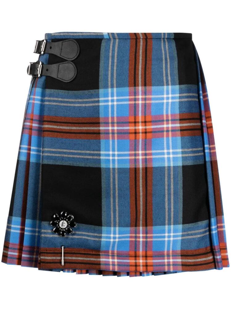 Charles Jeffrey Loverboy pleated tartan mini kilt - Blue Cover