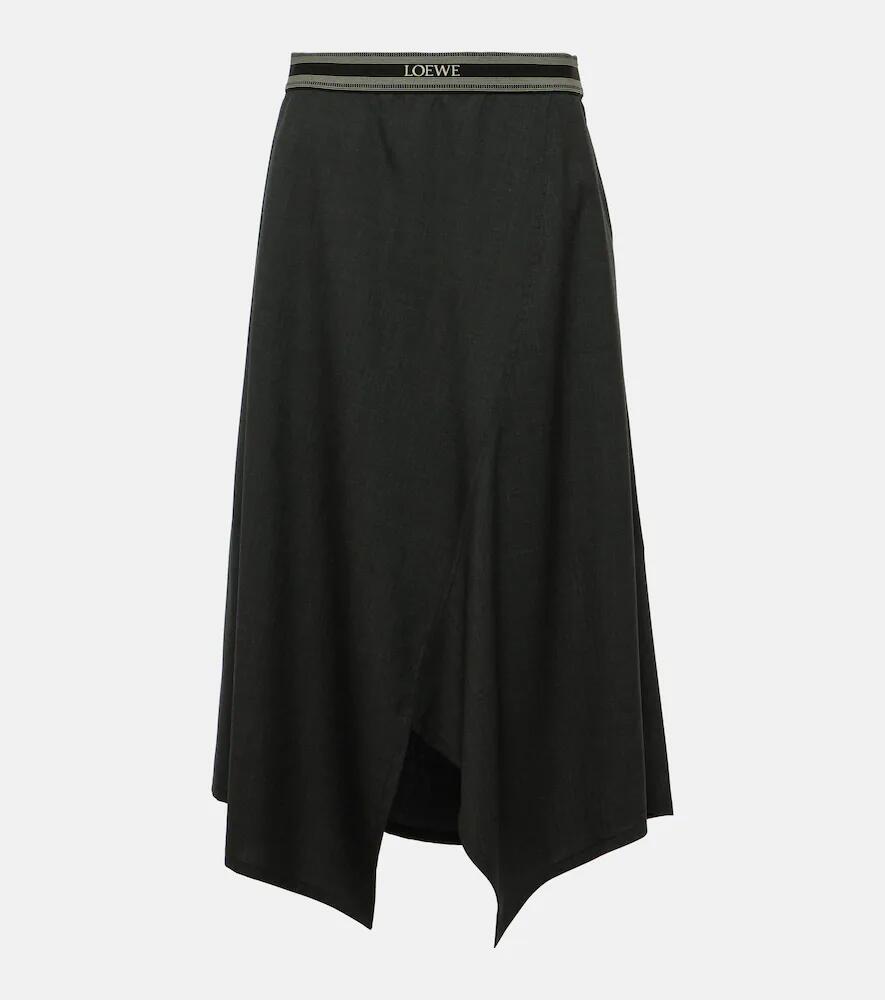 Loewe Asymmetric wool midi skirt Cover