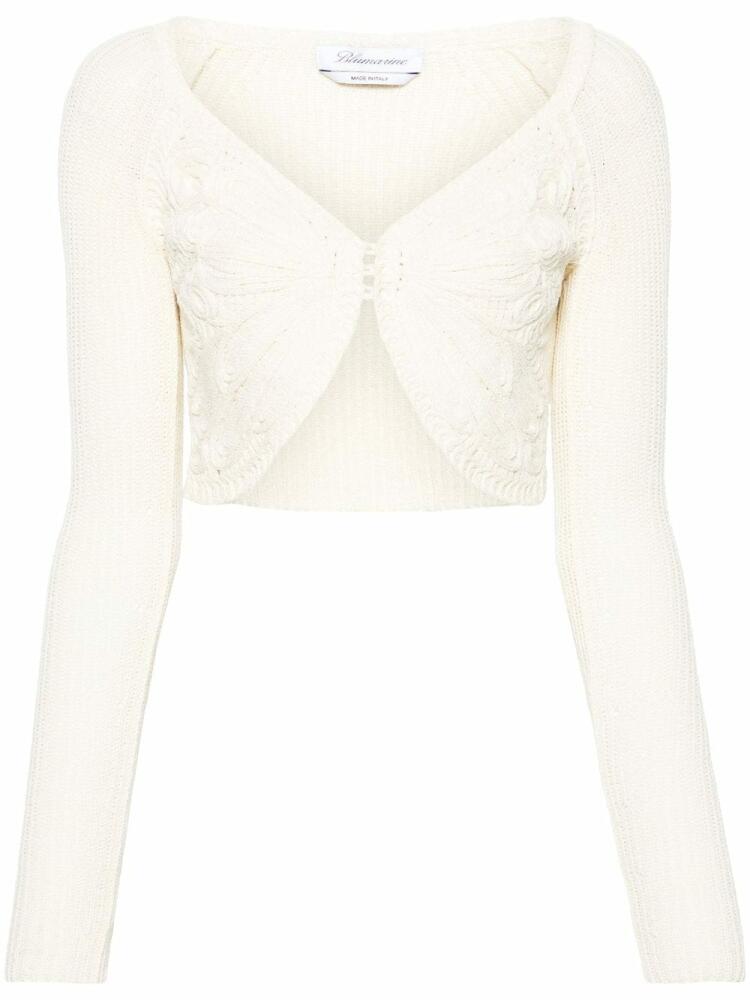 Blumarine embroidered cropped cardigan - Neutrals Cover