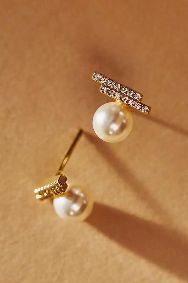 By Anthropologie Pearl Crystal Stud Earrings Cover