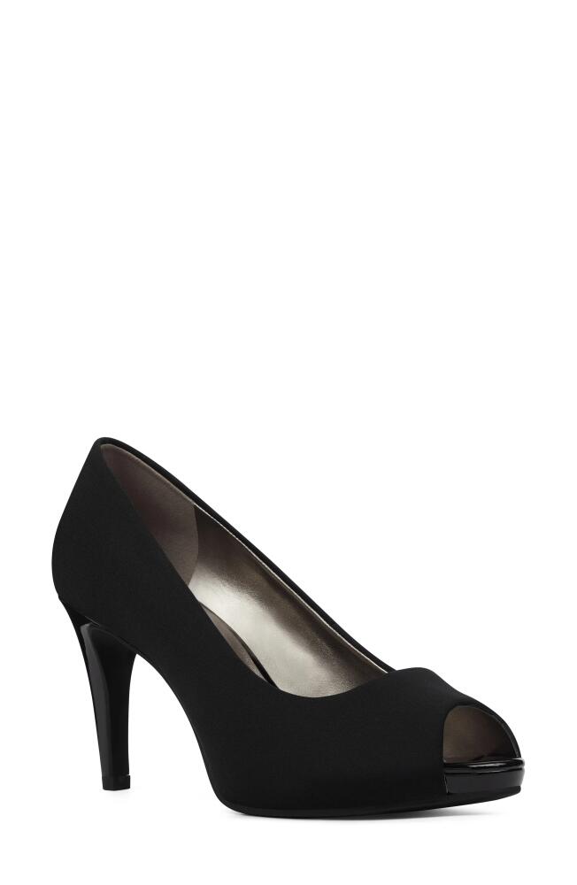 Bandolino Rainaa Peep Toe Pump in Black Lycra Cover