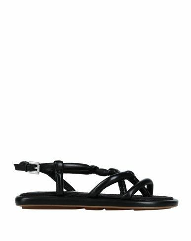 Ash Woman Thong sandal Black Soft Leather Cover