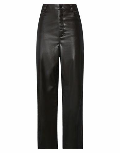 Laneus Woman Pants Dark brown Polyester, Polyurethane Cover