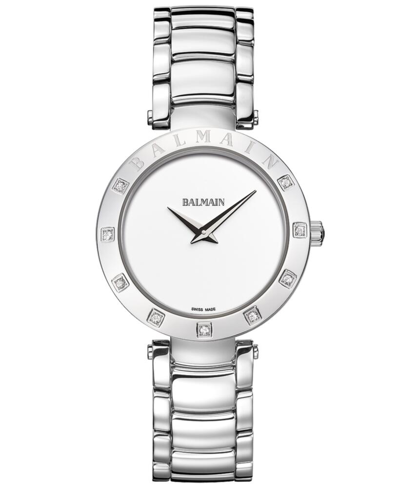 Balmain Women's Swiss Balmainia Bijou Diamond (1/10 ct. t.w.) Stainless Steel Bracelet Watch 33mm - Silver Cover