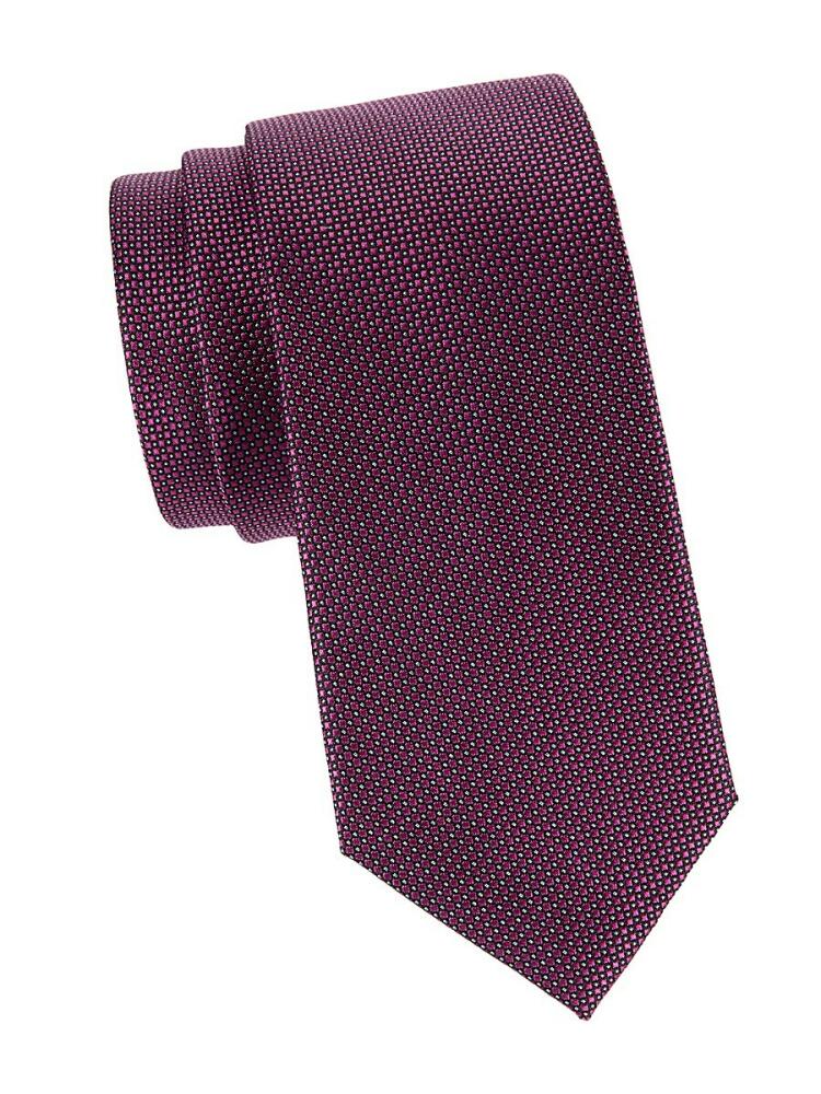 Saks Fifth Avenue Men's Dot Print 100% Silk Tie - Black Pink Cover