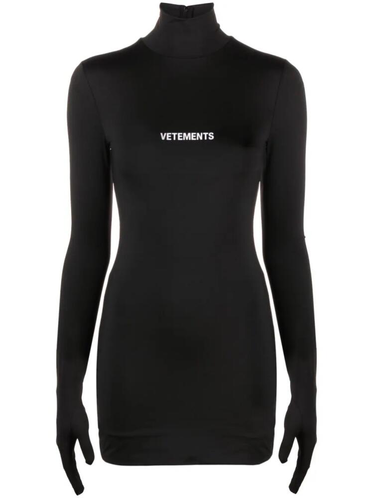 VETEMENTS logo-print glove minidress - Black Cover