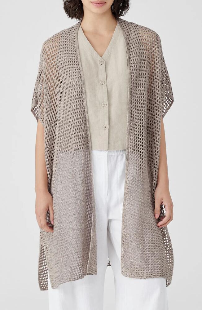 Eileen Fisher Open Stitch Longline Organic Linen Cardigan in Natural Cover