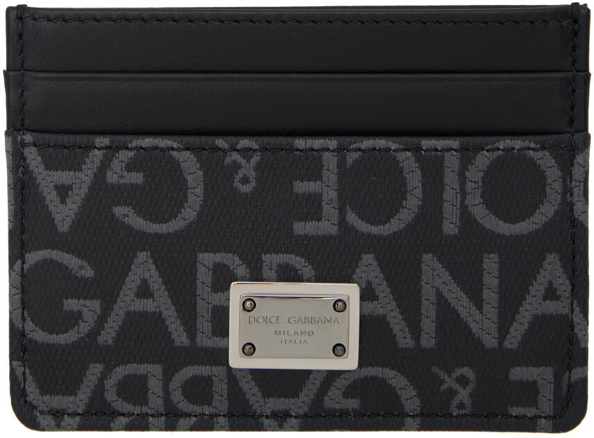 Dolce&Gabbana Black & Gray Coated Jacquard Card Holder Cover