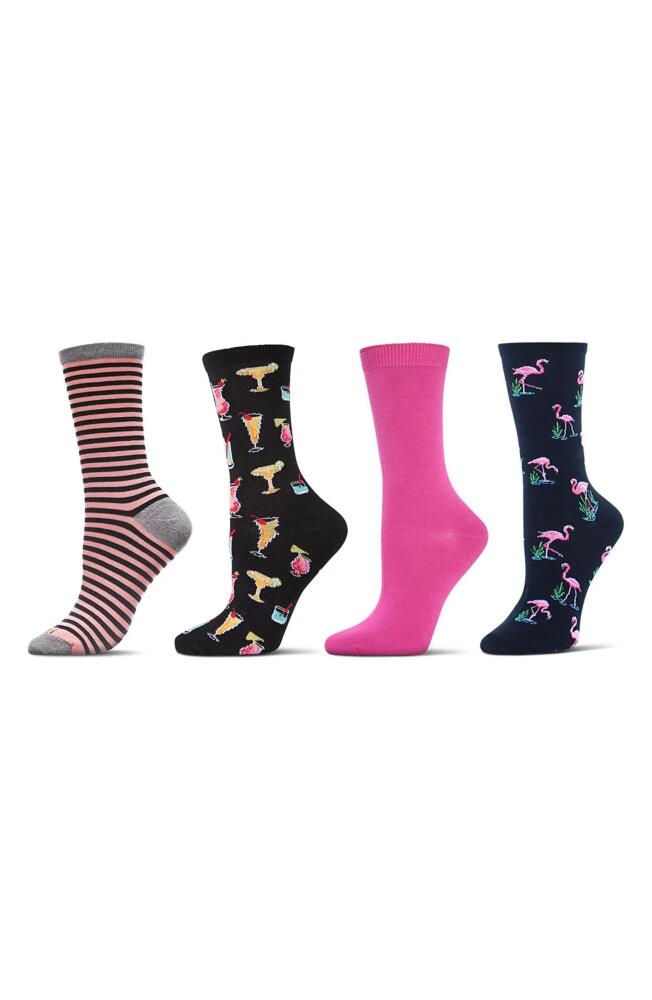 MeMoi Novelty Assorted 4-Pack Crew Socks in Black-Black Cover