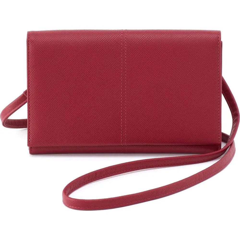 HOBO Essential Leather Crossbody Wallet in Cranberry Saffiano Cover