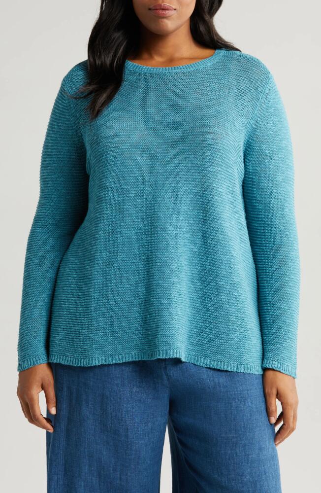 Eileen Fisher Organic Linen & Organic Cotton Crewneck Sweater in River Cover