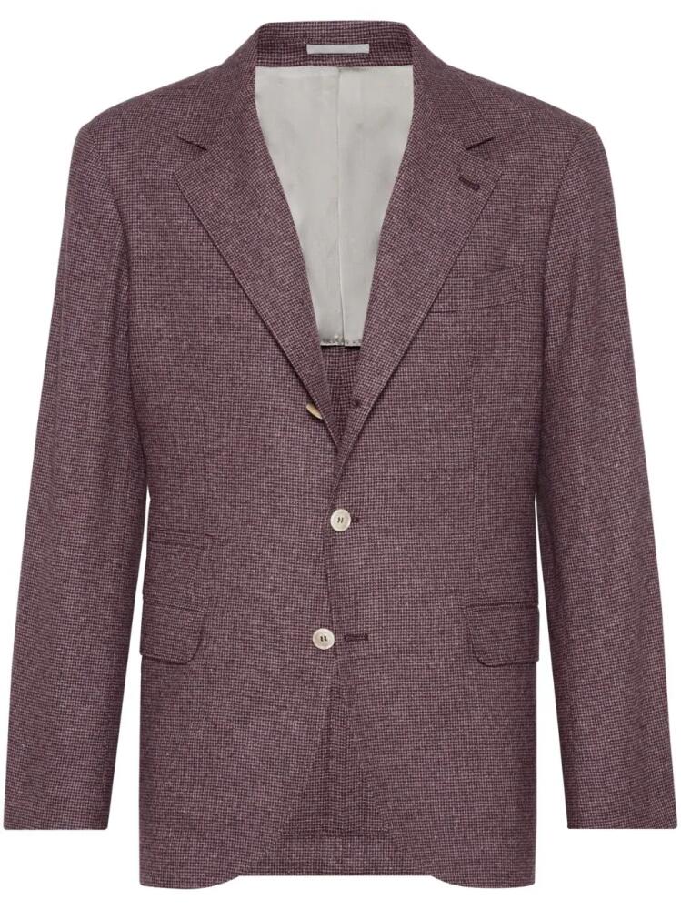 Brunello Cucinelli single-breasted puppytooth blazer - Red Cover